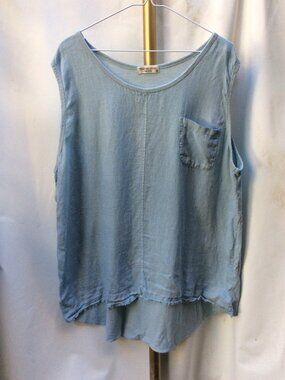 100% Linen Front 100% Cotton Back Top Terzo Millennio Made in Italy 3X